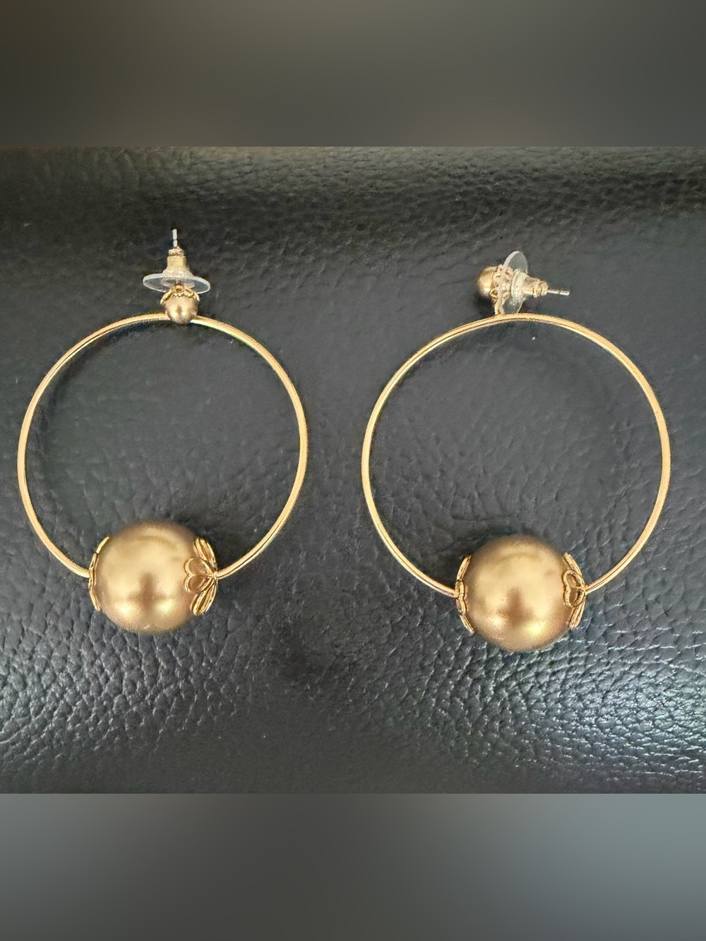 Kate Spade Flower Pearl Hoop Gold-Tone Earrings with matching ring size 7